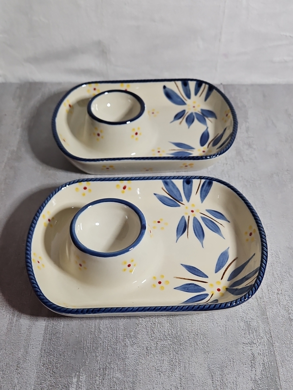2~ Temptations Old World Blue snack plates or snack caddies.
